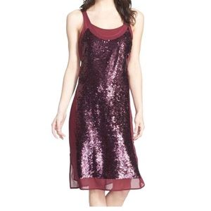 EUC Trouvé Burgundy Sequin Slip Shift Cocktail Dress | M